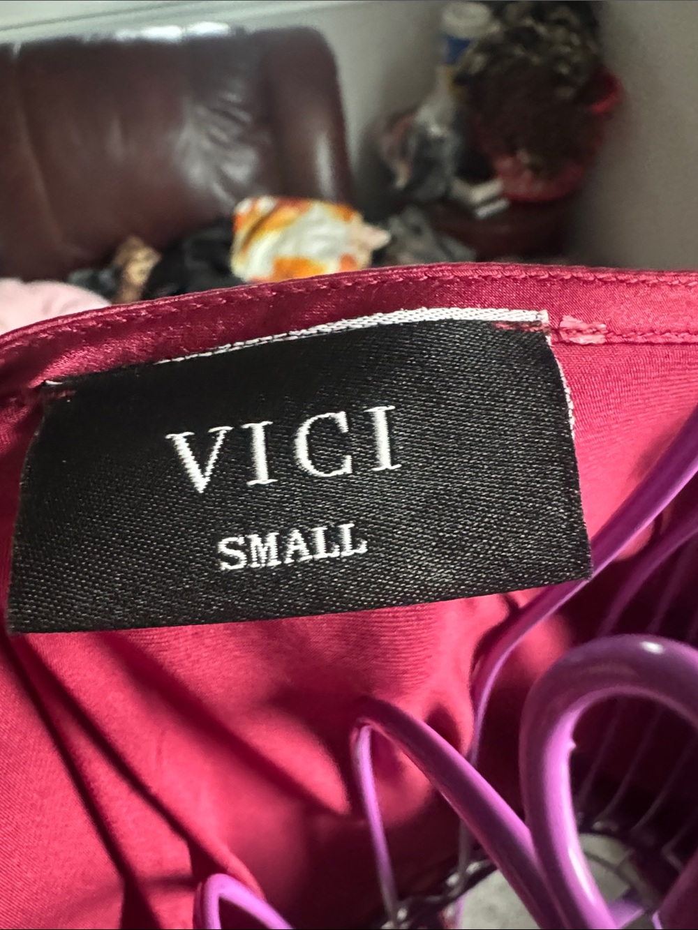 VICI Midnight Mirage Satin Bodysuit burgundy size small - Picture 6 of 6